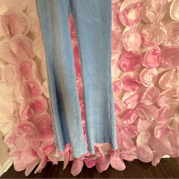 Aerie Corduroy Velour Flare Legging Pants medium Extra Long Light Blue M - Picture 6 of 8